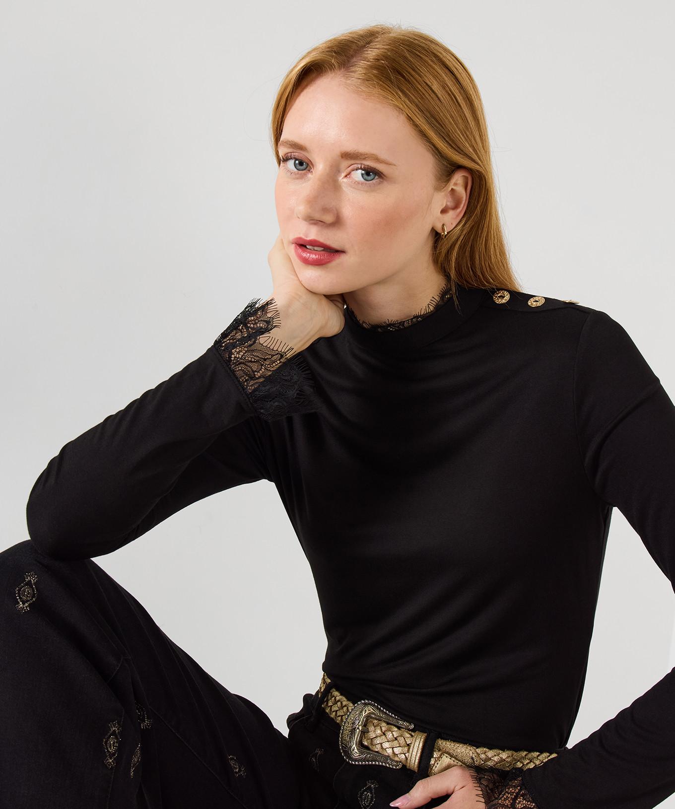 Joe Browns Top Jersey Col Montant Bord Dentelle  