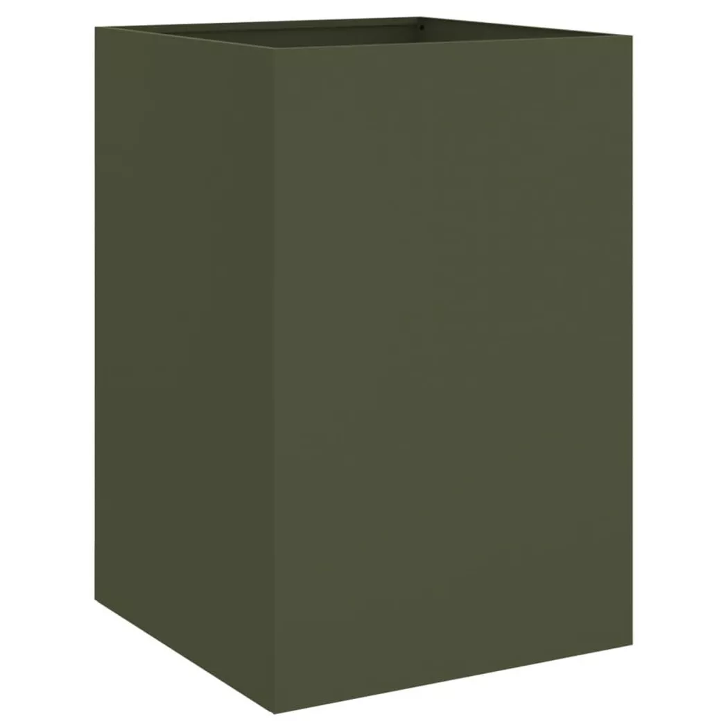 vidaXL Pflanzkübel Olivgrün 52x48x75 cm Stahl