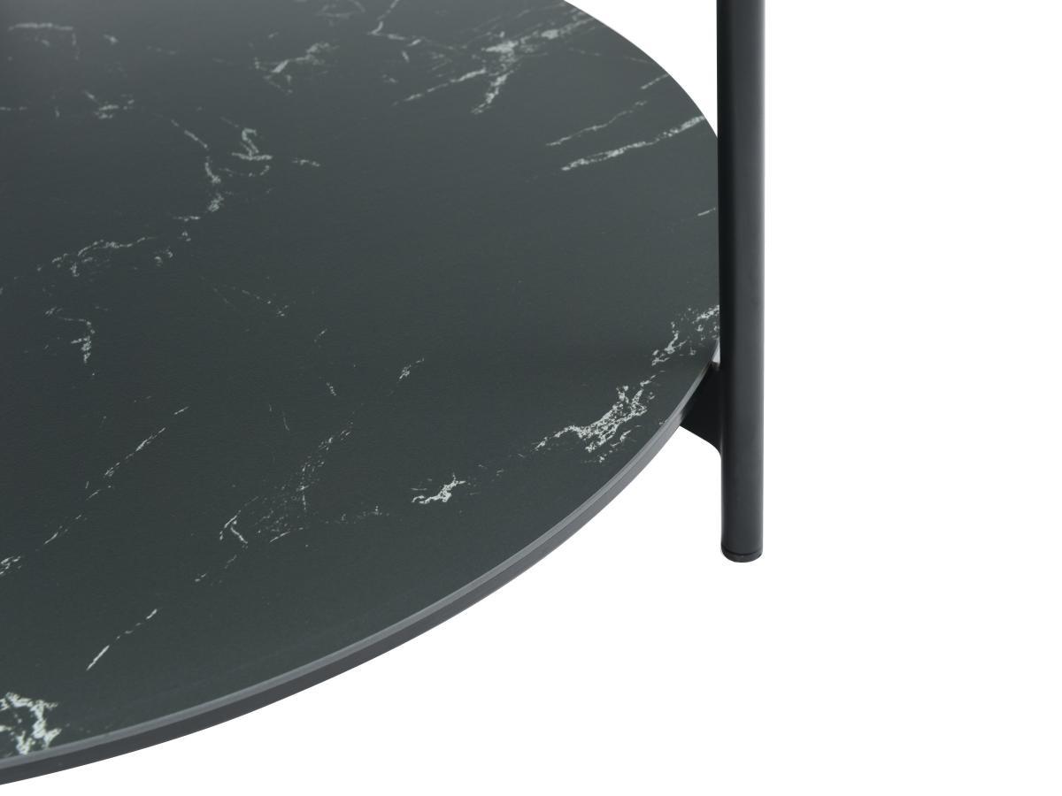 Vente-unique Table basse double plateau en verre trempé, céramique et métal - Effet marbre noir - SENRINA  