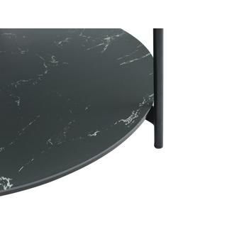 Vente-unique Table basse double plateau en verre trempé, céramique et métal - Effet marbre noir - SENRINA  