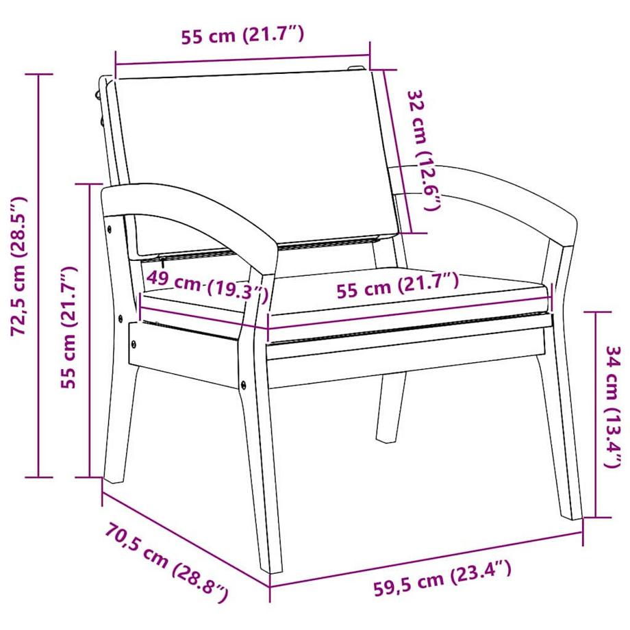 VidaXL Mobilier de jardin bois d'acacia massif  
