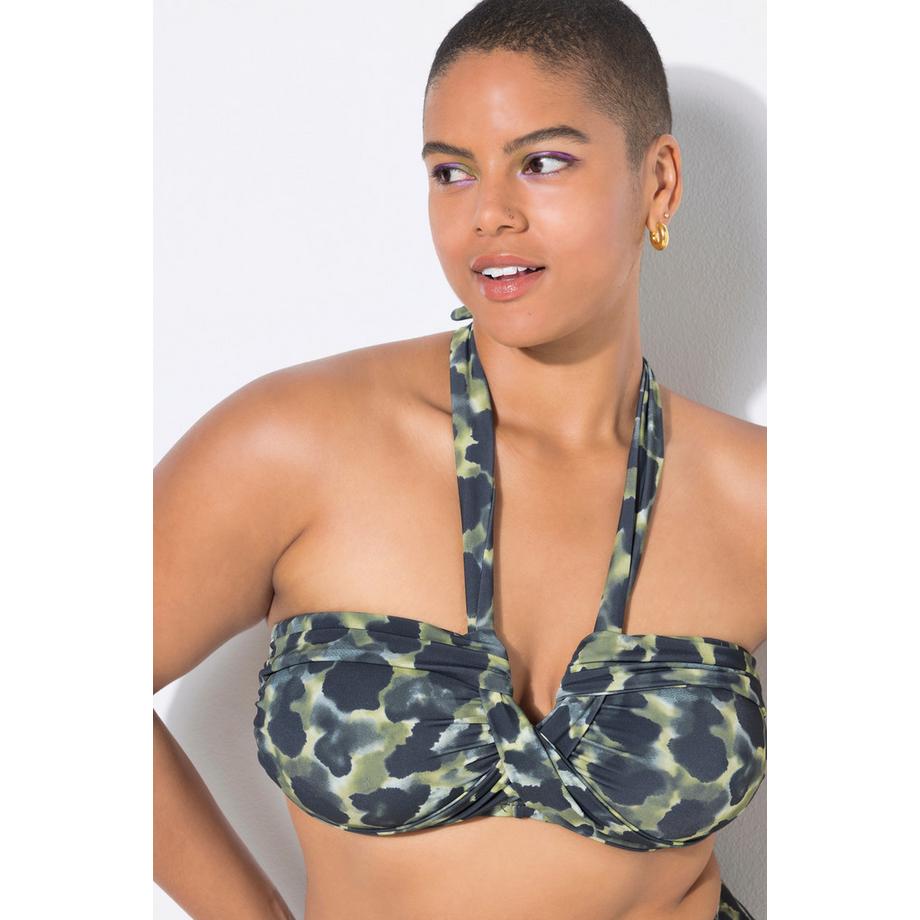 Studio Untold Top bikini Coppe morbide Busto drappeggiato Camouflage  