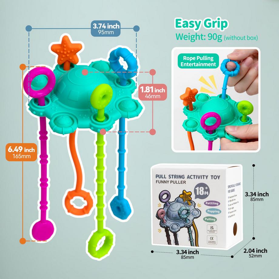 Activity-board  Jouet sensoriel pour les tout-petits, jouet à tirer, jouet de voyage pour les bébés, avec fonction hochet intégrée 
