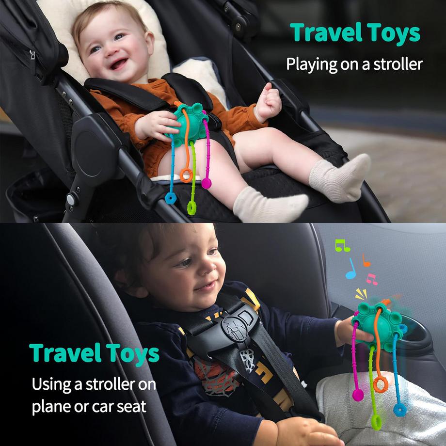 Activity-board  Jouet sensoriel pour les tout-petits, jouet à tirer, jouet de voyage pour les bébés, avec fonction hochet intégrée 
