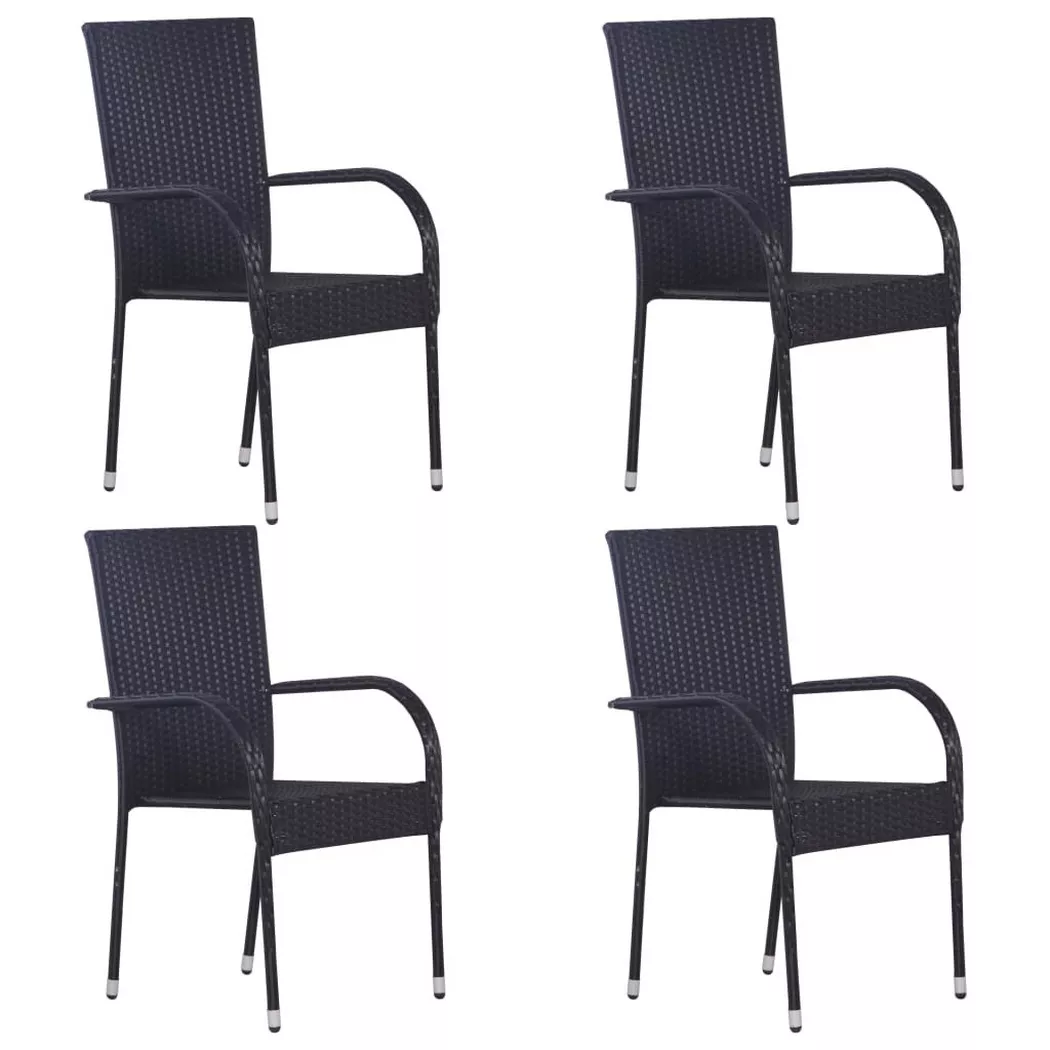 VidaXL - Gartenstuhl poly-rattan, One Size, Schwarz