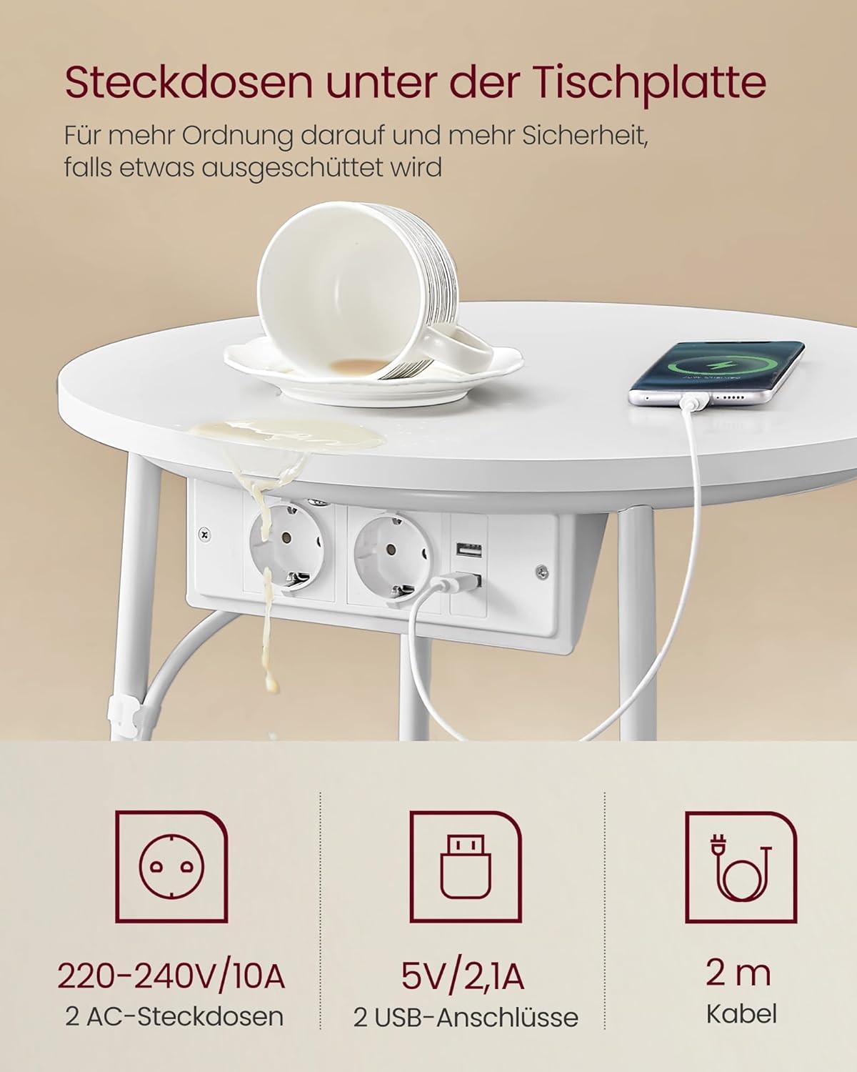 Songmics Beistelltisch mit Steckdose  