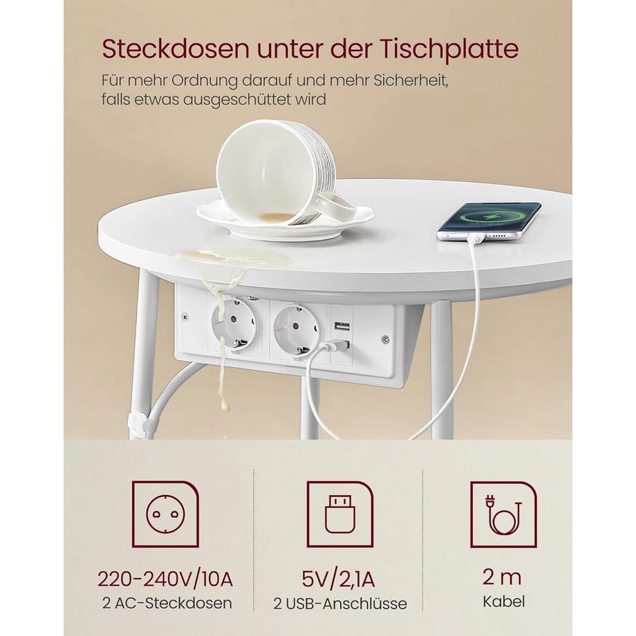 Songmics Beistelltisch mit Steckdose  