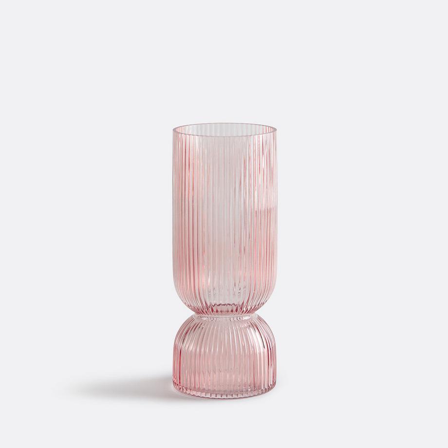 Vase en verre strié H26 cm