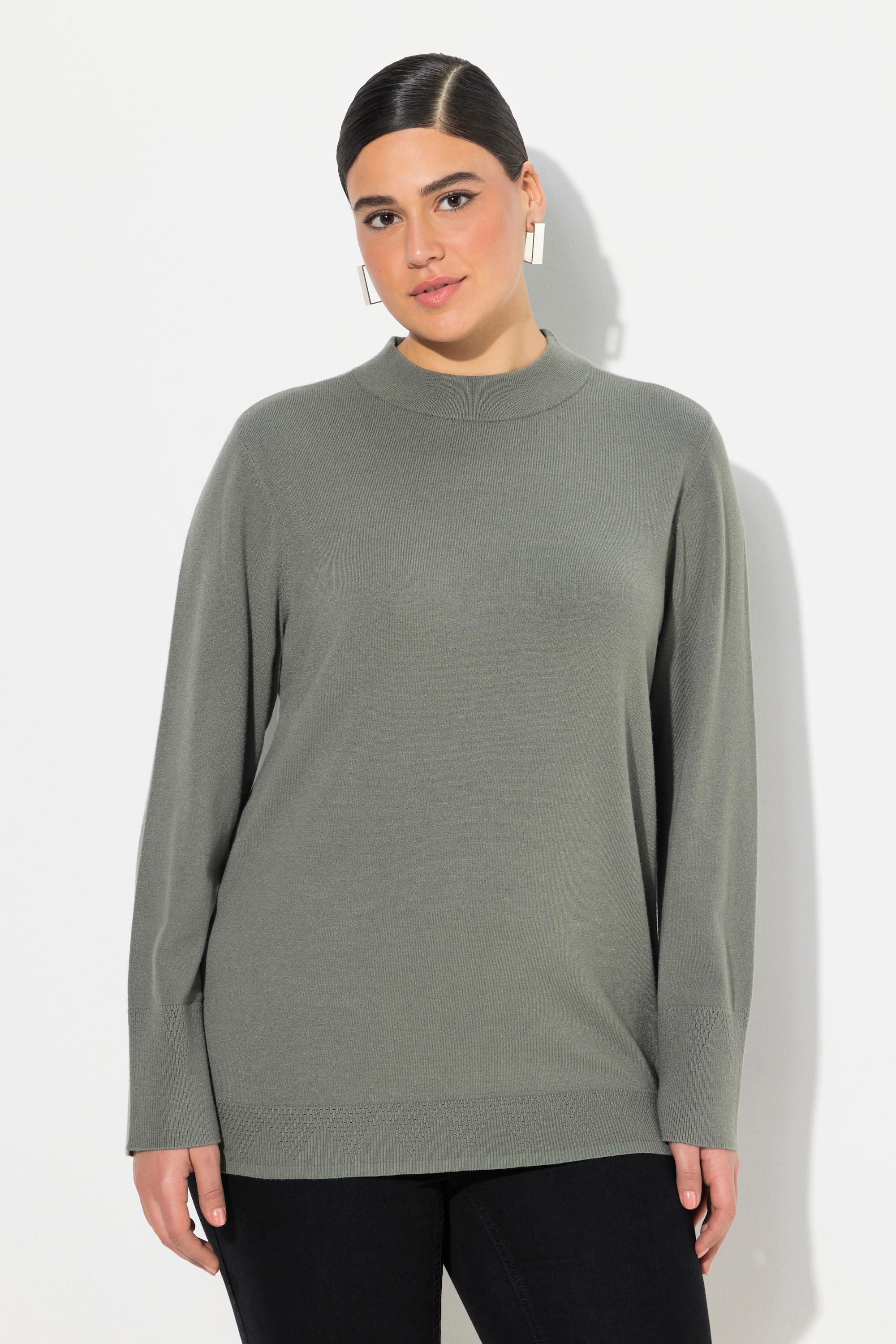 Ulla Popken  Pullover, Stehkragen, Langarm, Rippbündchen 