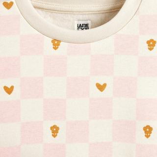 La Redoute Collections  Sweat col rond imprimé damier et coeurs 