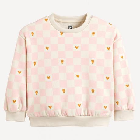 La Redoute Collections  Sweat col rond imprimé damier et coeurs 