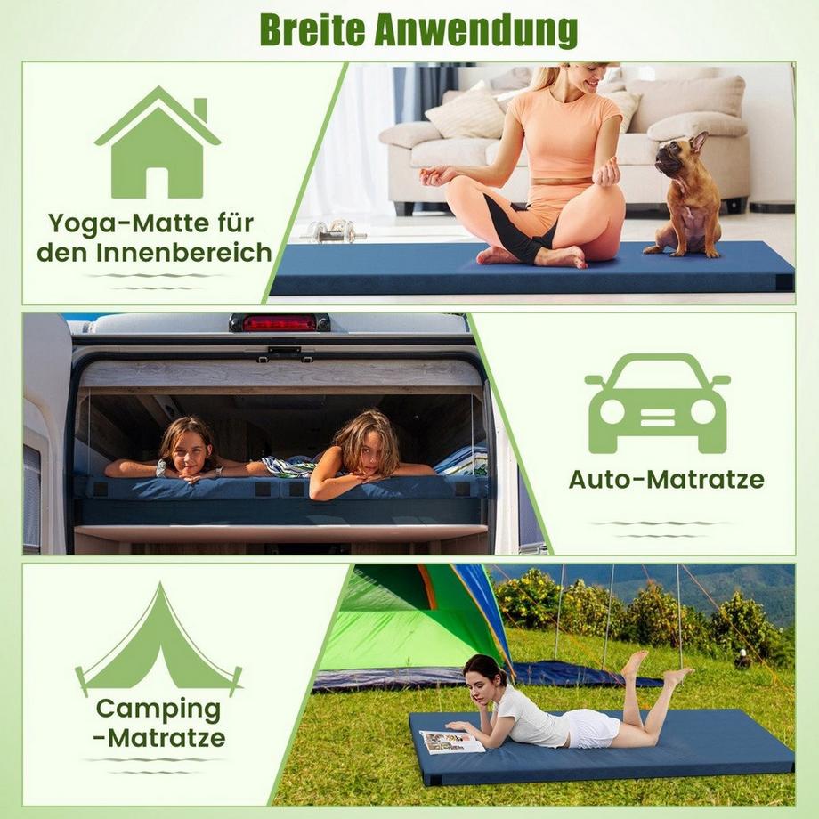 Northio  Materasso da campeggio in memory foam con rivestimento impermeabile 188 x 78 x 6,5 cm blu scuro 