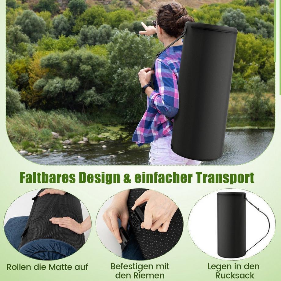 Northio  Materasso da campeggio in memory foam con rivestimento impermeabile 188 x 78 x 6,5 cm blu scuro 