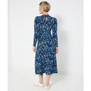 Joe Browns Florales Jerseykleid im Vintage-Stil mit hohem Kragen und Rüschen  