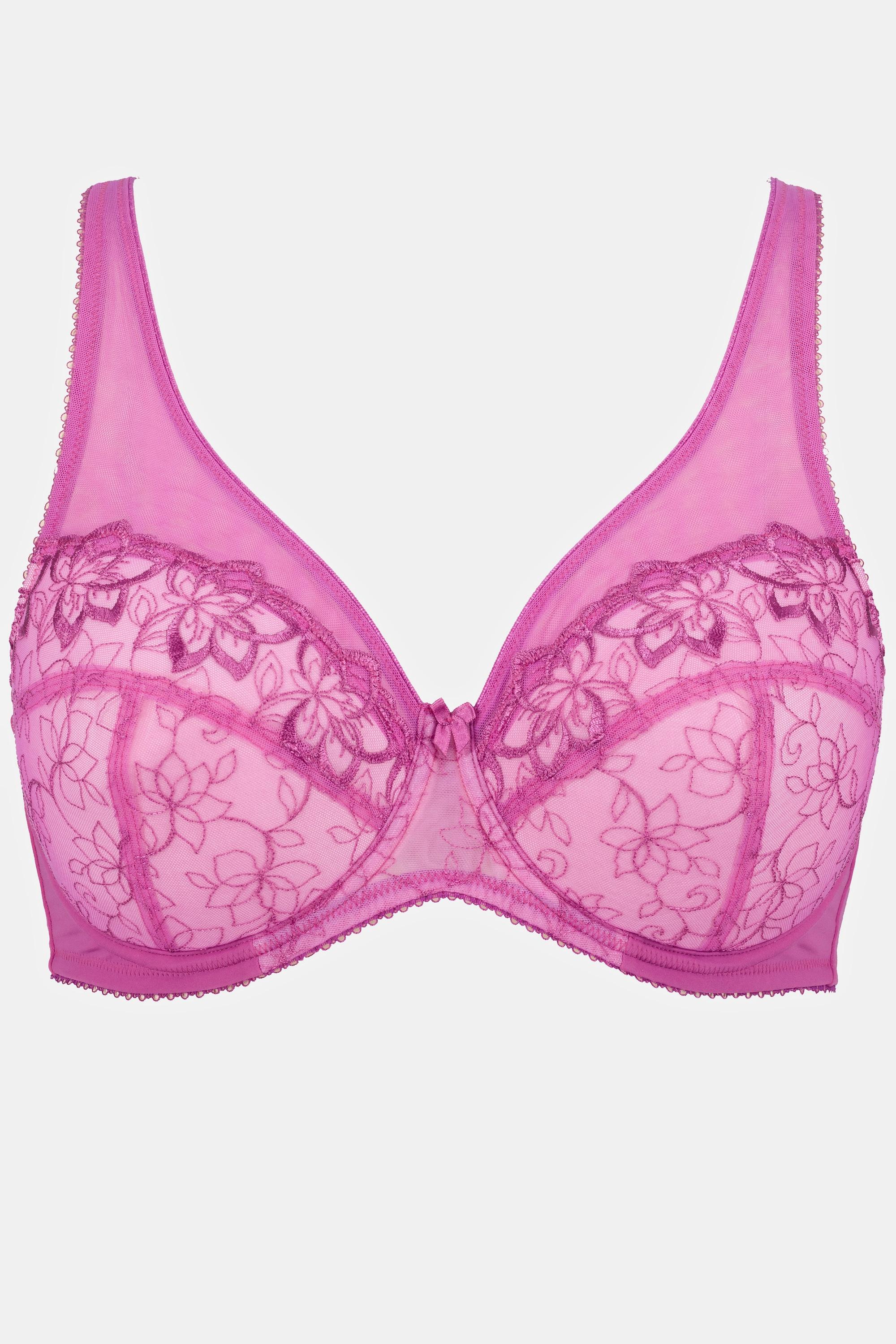 Ulla Popken  Reggiseno con ferretto, ricami, mezze coppe e mesh, coppa B-D 