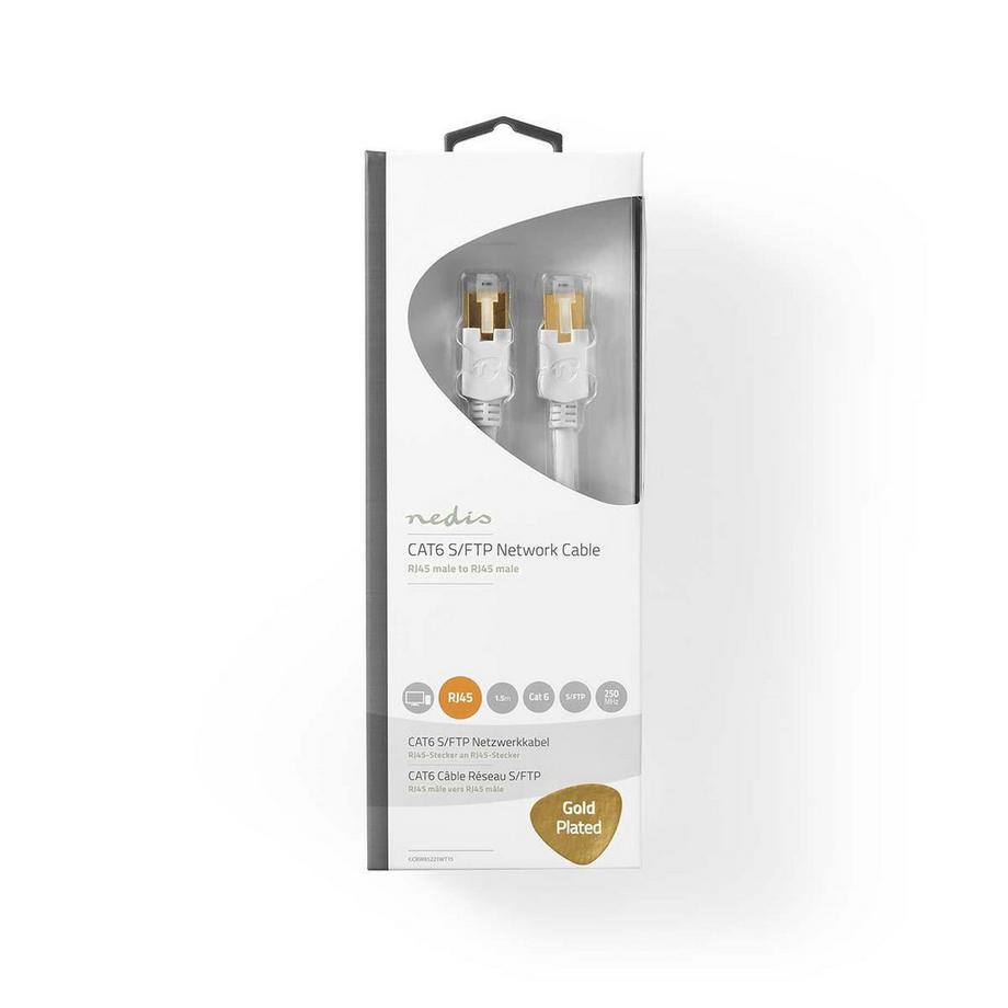 Nedis  CAT6 Netzwerkkabel | RJ45 Stecker | RJ45 Stecker | S/FTP | 1,50 m | Rund | LSZH / PVC | Weiß | Box mit Fenster 