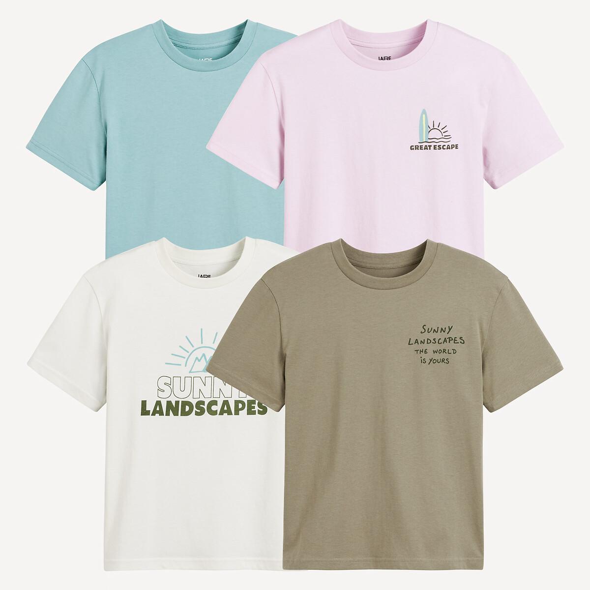 La Redoute Collections  4er-Pack T-Shirts mit Rundhalsausschnitt und Schriftzügen 