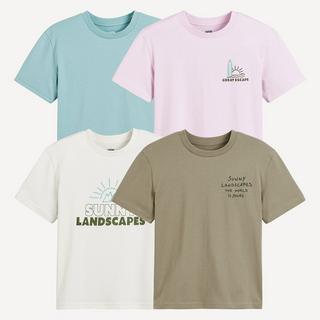 La Redoute Collections  4er-Pack T-Shirts mit Rundhalsausschnitt und Schriftzügen 