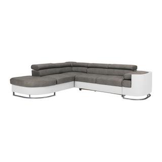 Vente-unique Divano letto in Similpelle Bianco e Grigio - Angolo a sinistra - MYSEN II  