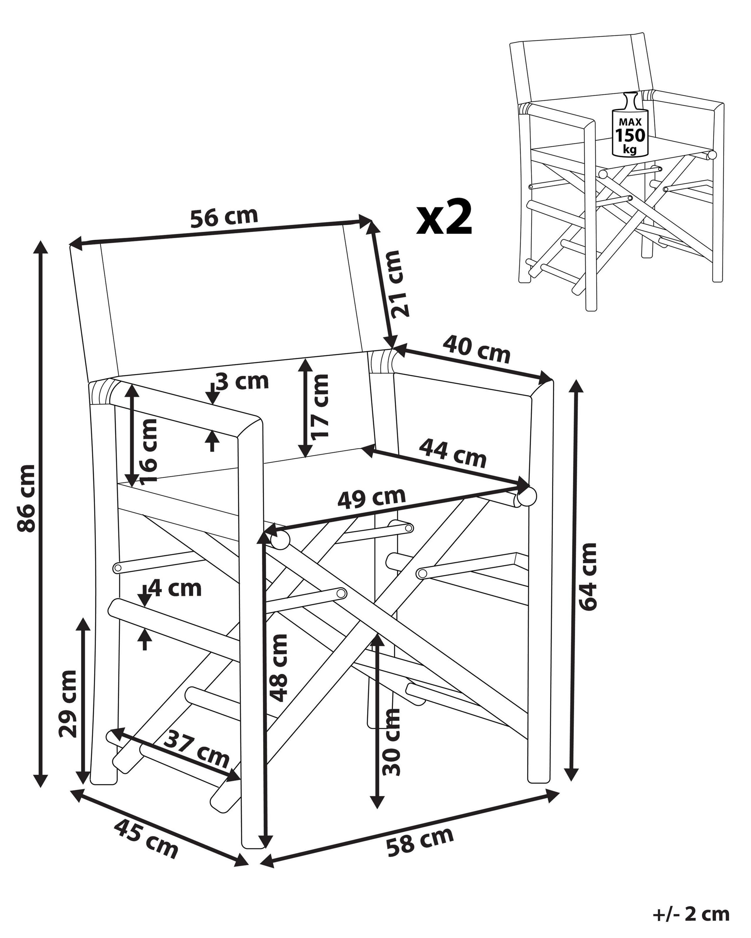 Beliani Set di 2 sedie da giardino en Legno di bambù Retrò MOLISE  