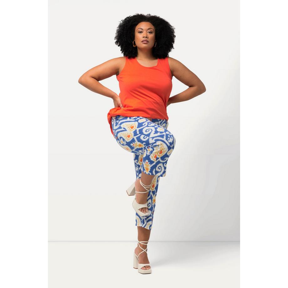 Ulla Popken Pantalon 7/8 en Jersey Imprimé Jambe Large Taille Élastique  