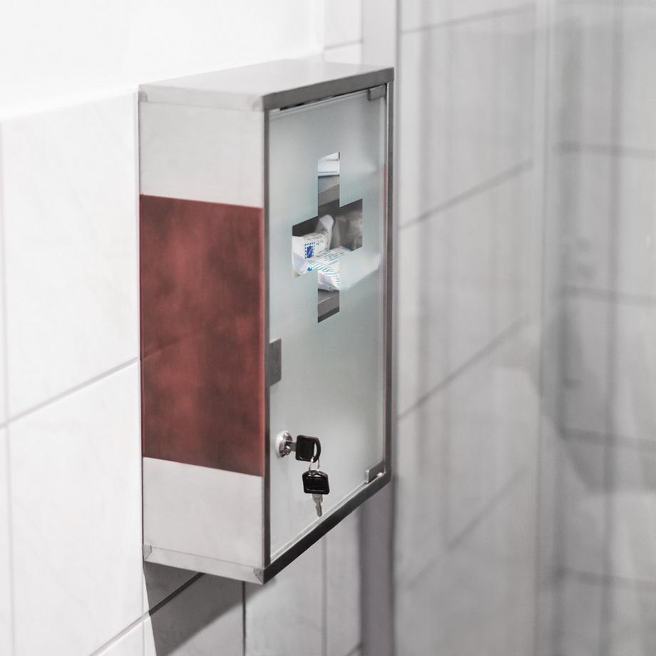 B2X Armadietto per medicinali EMERGENCY XL in acciaio inox  