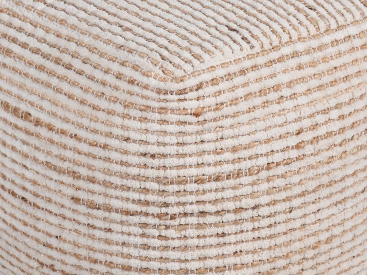 Vente-unique Pouf quadrato in Cotone e Juta color Avorio e Naturale - ALBORGA  