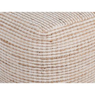 Vente-unique Pouf carré en coton et jute coloris ivoire et naturel ALBORGA  