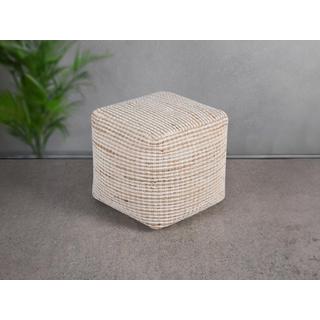 Vente-unique Pouf quadrato in Cotone e Juta color Avorio e Naturale - ALBORGA  