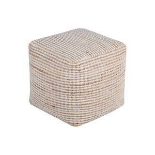 Vente-unique Pouf quadrato in Cotone e Juta color Avorio e Naturale - ALBORGA  