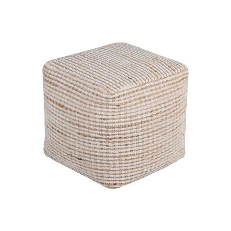 Vente-unique Hocker quadratisch - Baumwolle & Jute - Elfenbein & Natur - ALBORGA  