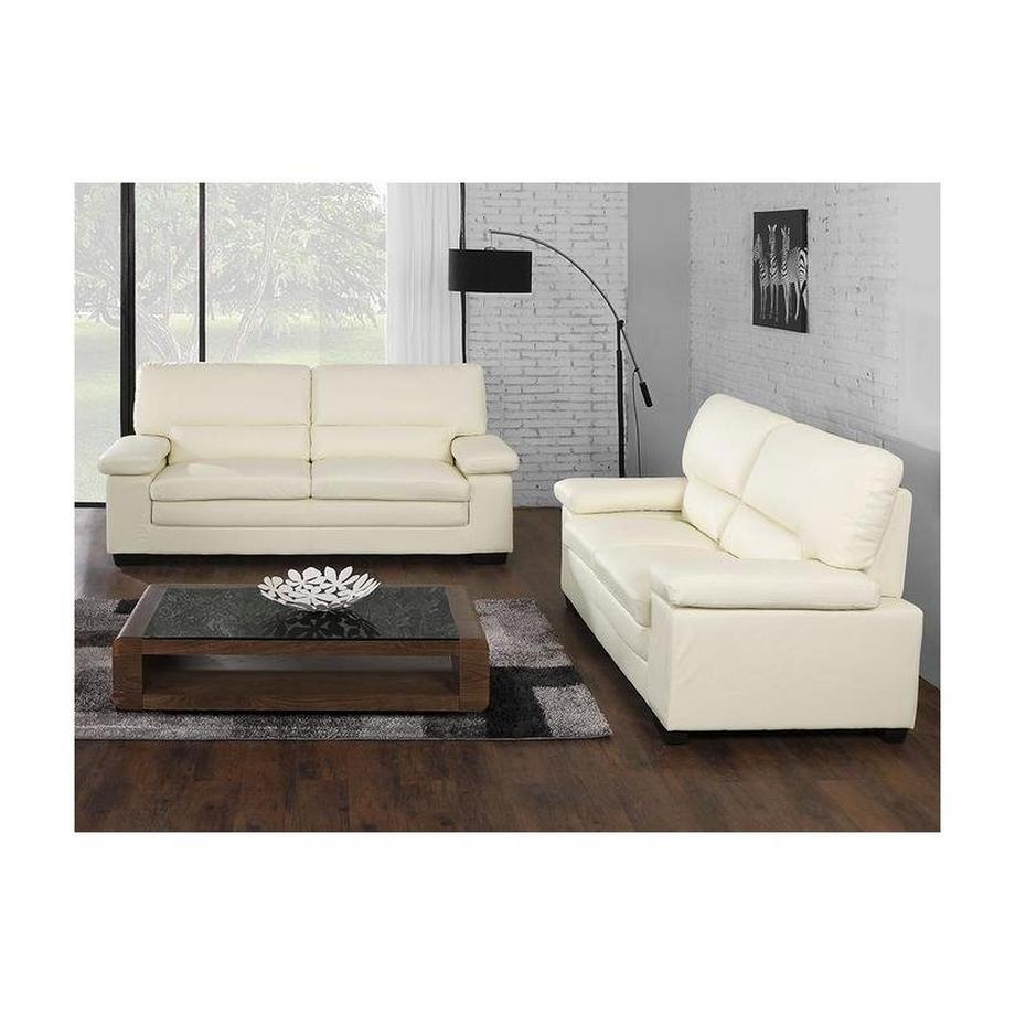 Vente-unique Canapés 3 places et 2 places en cuir de buffle ivoire MIMAS II  