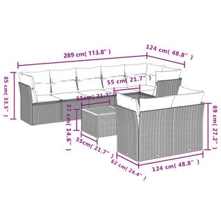 VidaXL Ensemble de canapés de jardin rotin synthétique  