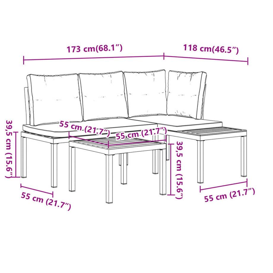 VidaXL set panca Acciaio  