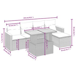 VidaXL Ensemble de canapés de jardin rotin synthétique  