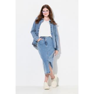 Ulla Popken  Jupe en jean, taille confort, coupe 5 poches, coton biologique 