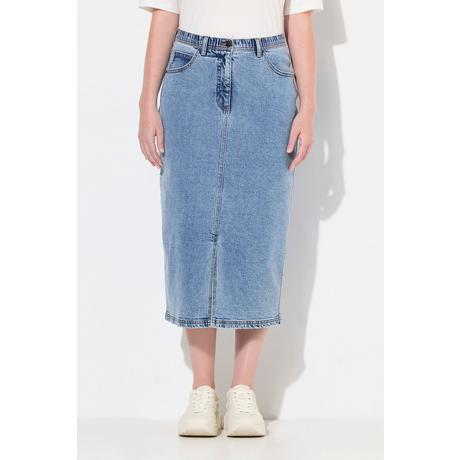 Ulla Popken  Jupe en jean, taille confort, coupe 5 poches, coton biologique 