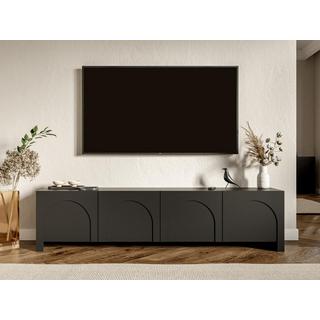 Vente-unique  Mobile TV con 4 ante in MDF Nero - DELANYA 