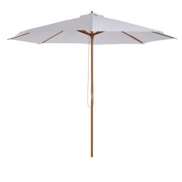 Parasol Bois 300 Cm Parasol En Bois Parasol De Jardin Parasol De Balcon Bambou Crème Blanc