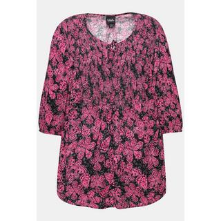 Ulla Popken  Smokbluse, floraler Druck, Rundhals, 3/4-Arm 