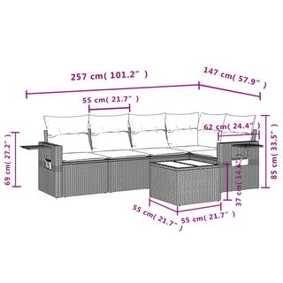 VidaXL Ensemble de canapés de jardin rotin synthétique  