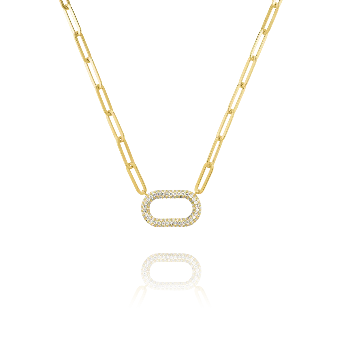 Charles Garnier  STYLES Halskette mit ovalem Anhänger aus Goldsilber und Zirkonoxiden 