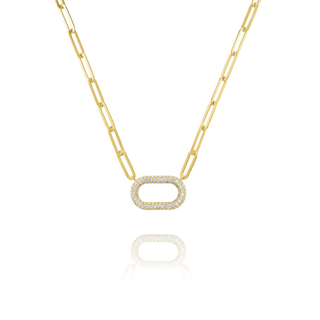 Charles Garnier  STYLES Halskette mit ovalem Anhänger aus Goldsilber und Zirkonoxiden 