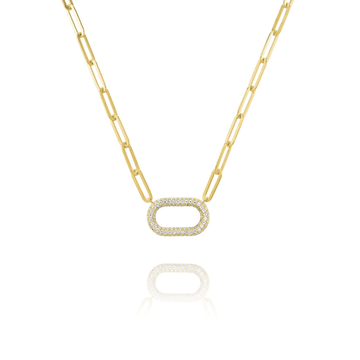 STYLES Halskette mit ovalem Anhänger aus Goldsilber und Zirkonoxiden