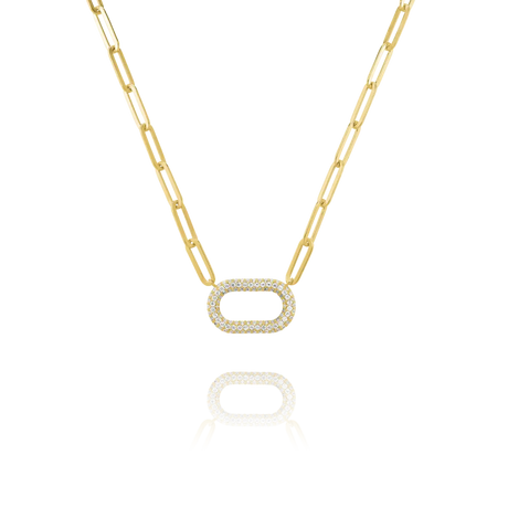 Charles Garnier  STYLES Halskette mit ovalem Anhänger aus Goldsilber und Zirkonoxiden 