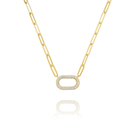 Charles Garnier  Collier STYLES avec Pendentif Ovale en Argent Doré & oxydes de zirconium 