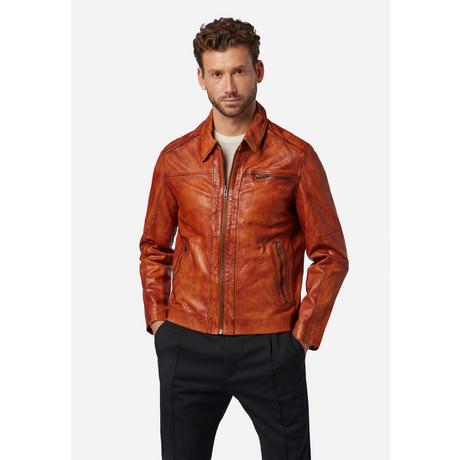 RICANO  Veste en cuir pour homme Shelby - Classique avec col polo 