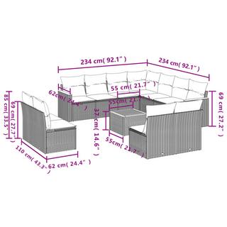 VidaXL Ensemble de canapés de jardin rotin synthétique  