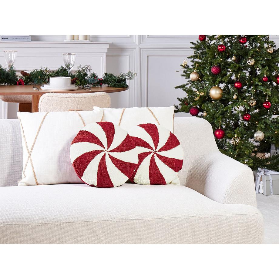 Beliani Dekokissen 2er Set aus Bouclé Klassisch SWIRL CANDY  