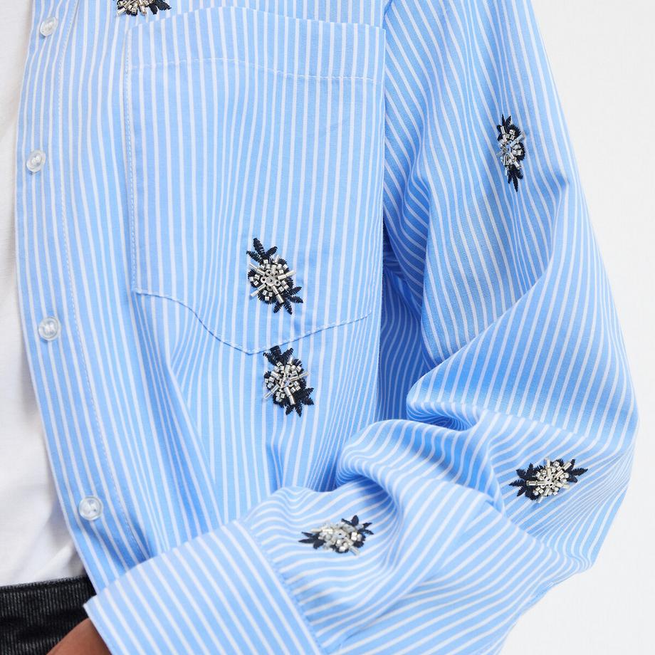 La Redoute Collections Chemise Rayée Coton Broderie  